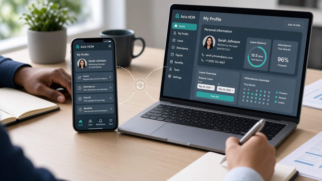 Mobile and web sharing HCM data