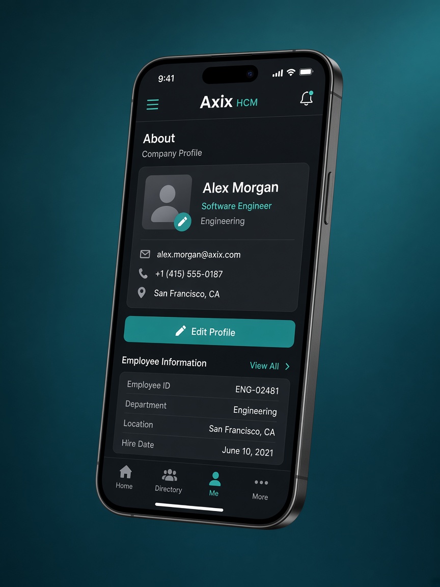 Axix HCM brand experience on mobile