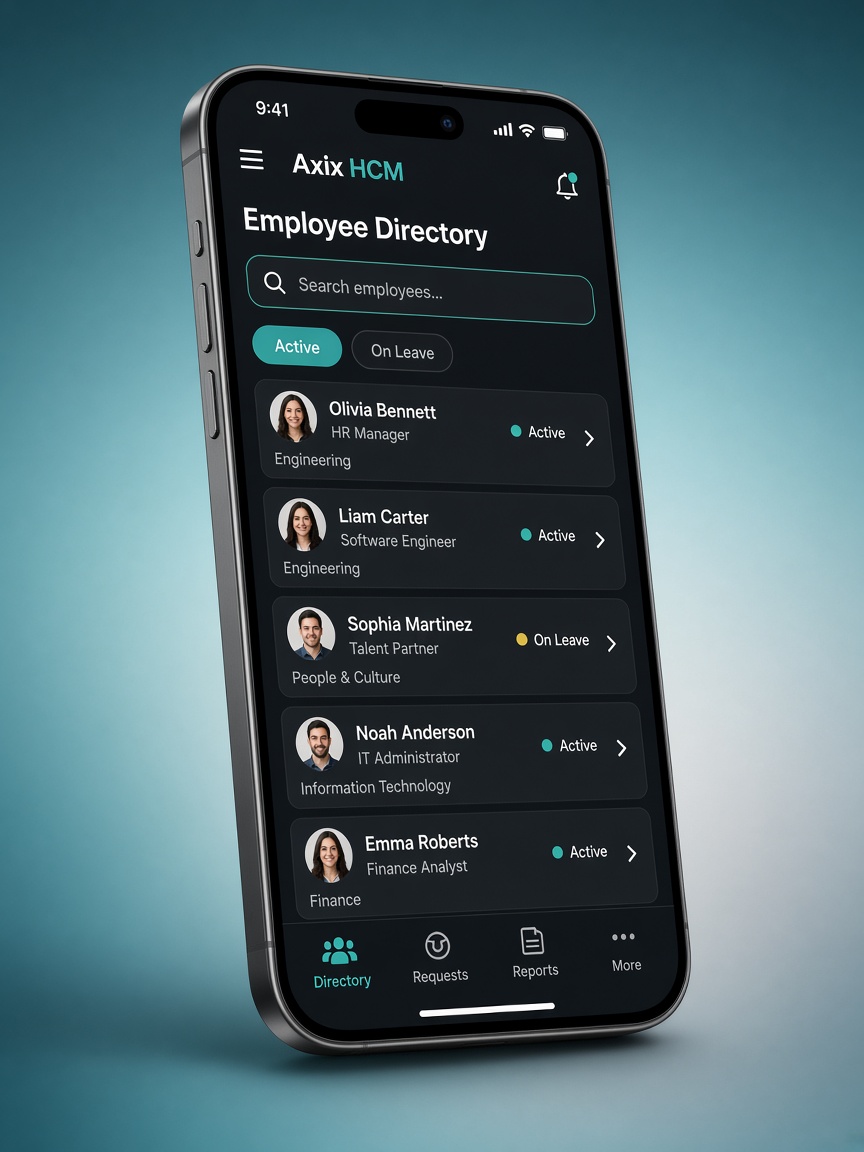 Axix HCM mobile alongside Employee Management