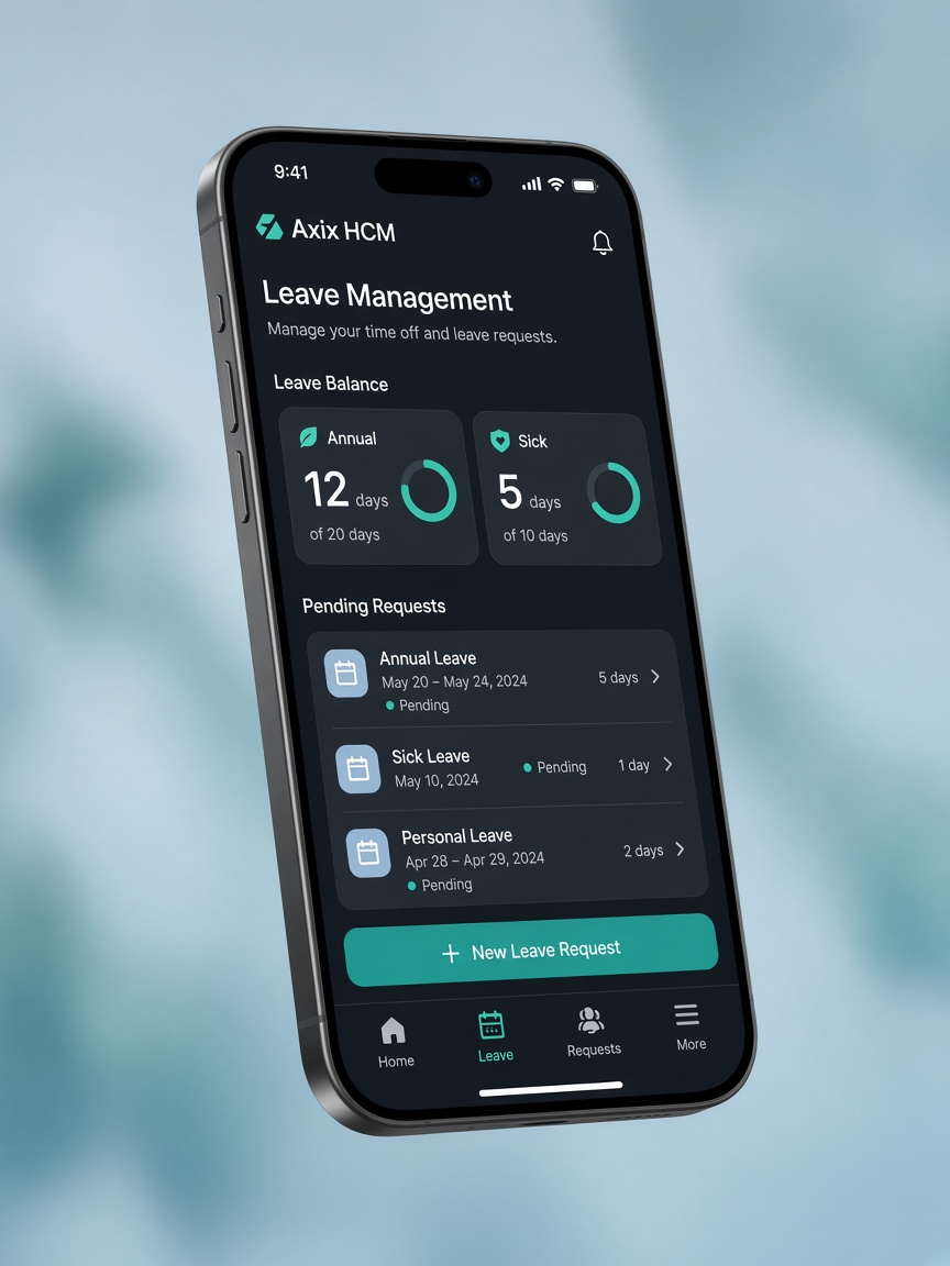 Axix HCM mobile alongside Leave Management