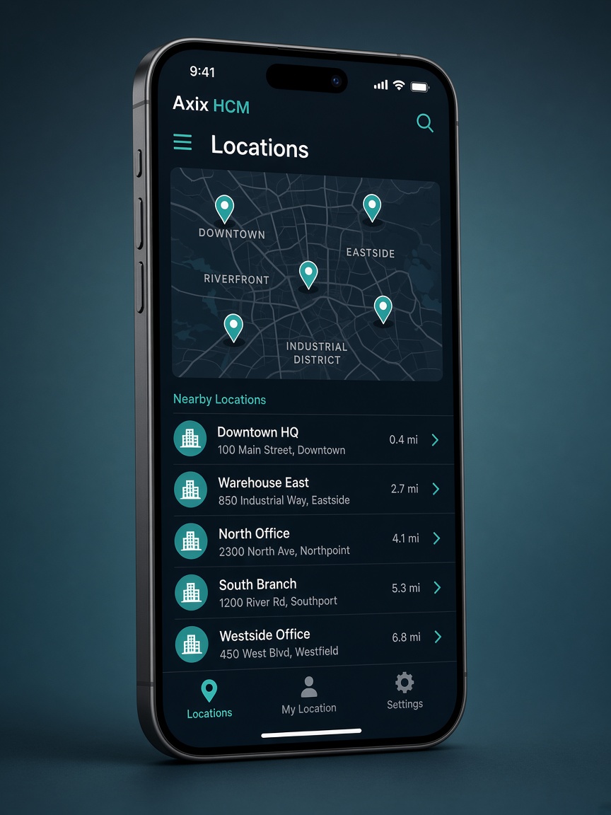 Axix HCM mobile alongside HCM Locations