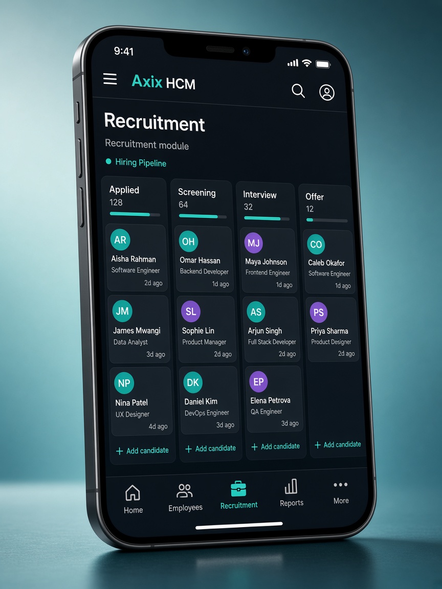 Axix HCM mobile alongside Recruitment