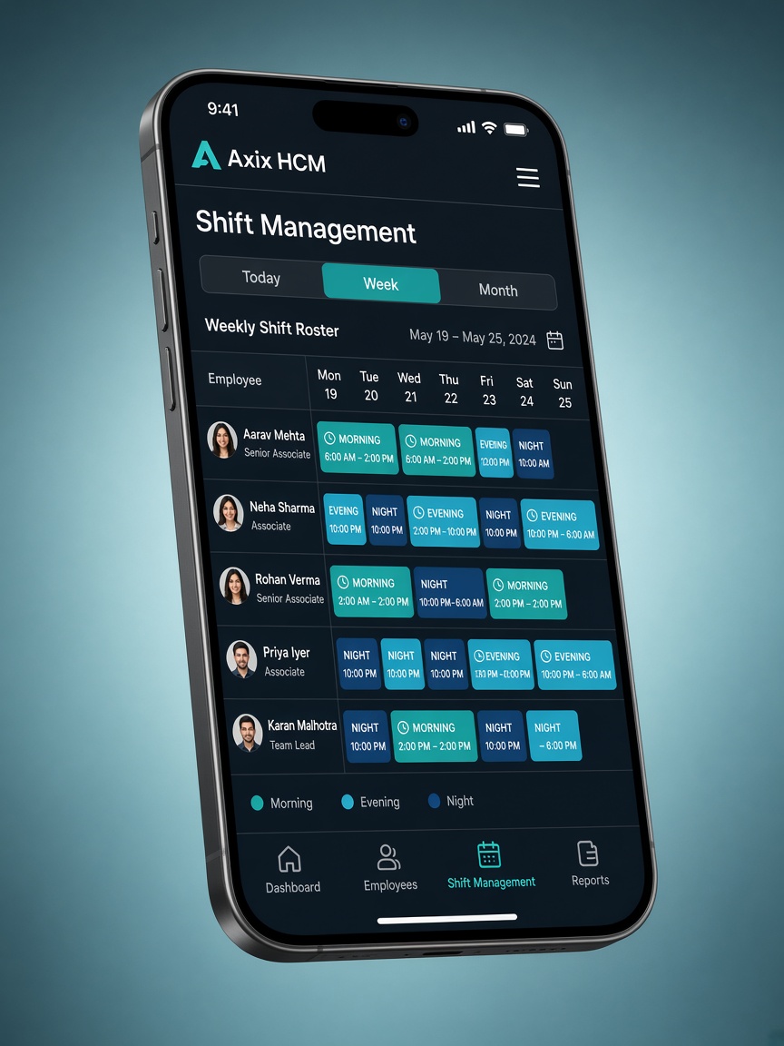 Axix HCM mobile alongside Shift Management