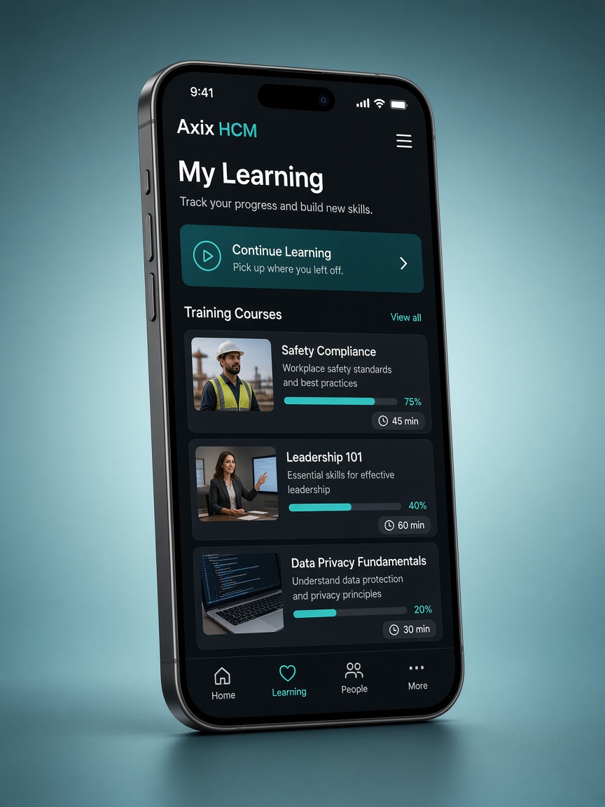 Axix HCM mobile alongside Training Management