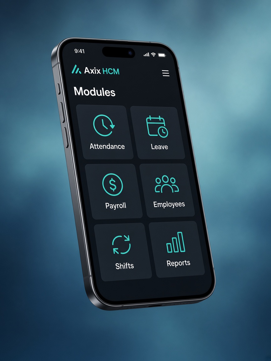Axix HCM modules reflected on mobile