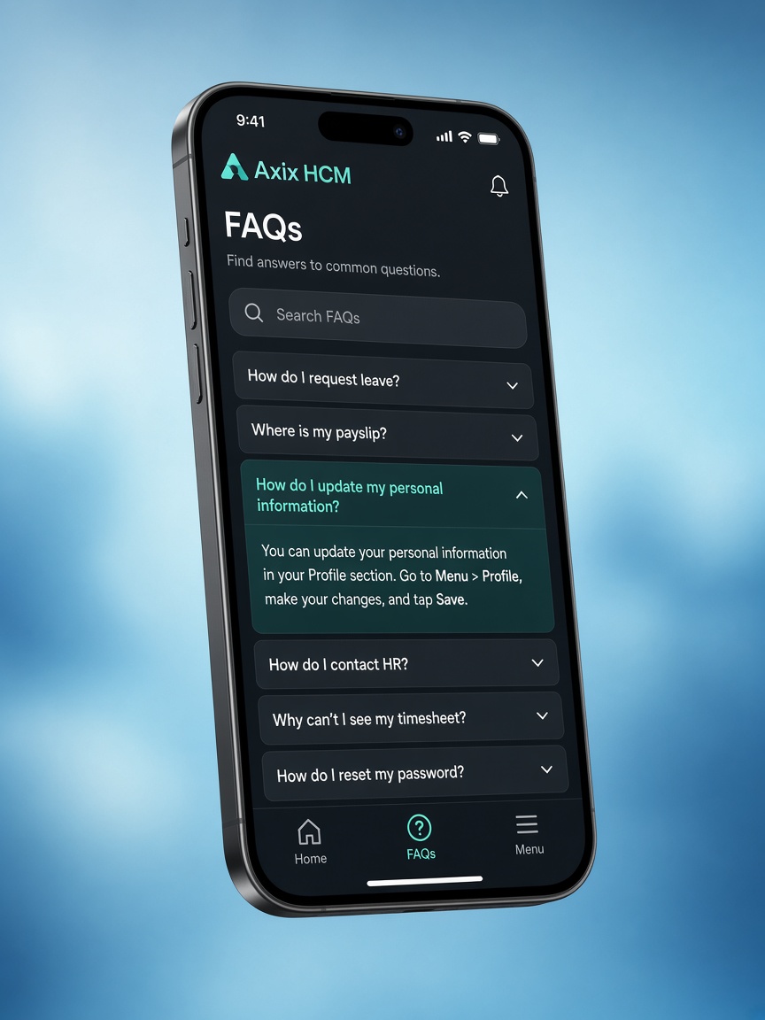 Axix HCM mobile during FAQ-led pilot