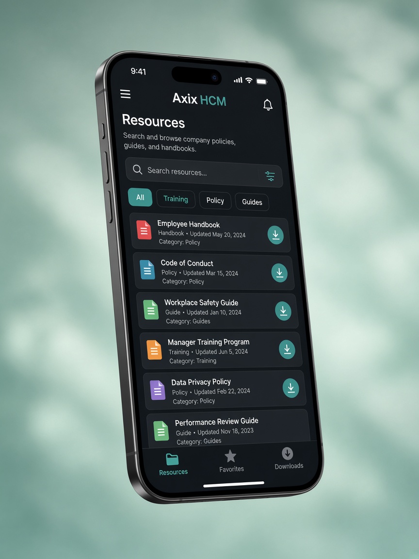 Axix HCM mobile used during enablement